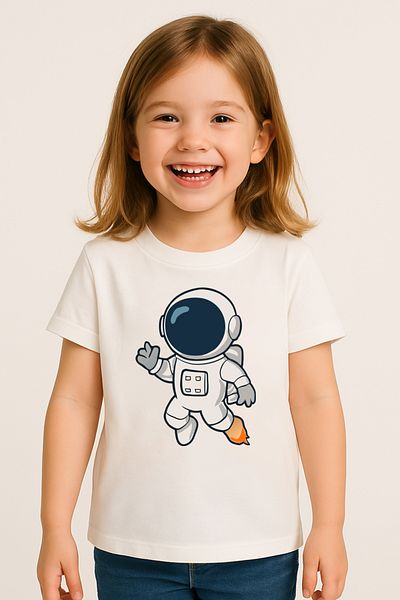 Let's Wear Παιδικό άνετο μπλουζάκι Astronaut Printed 100% Cotton