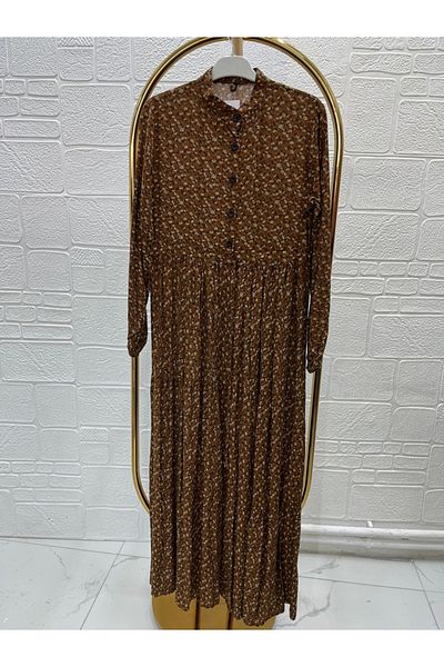 Zeynep Butik Viscose Fabric Half Button Dress 1689