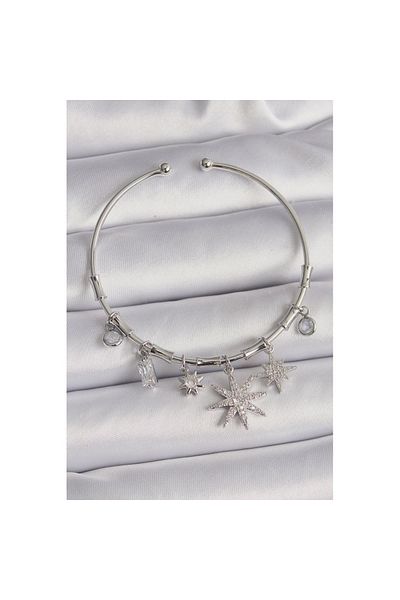 Skygo Silver Color Zircon Stone Brass Pole Star Figure Charm Bracelet