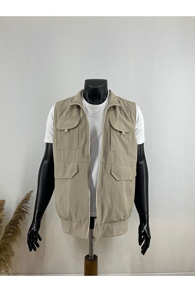 Sadık Collection Men's Elastic Waist Hunter and Journalist Linen Vest