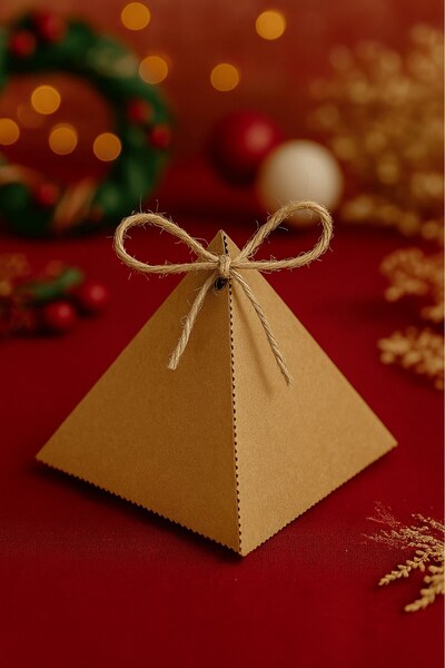 Emtory Home 50 Adet Kraft Piramit Kutu - Lokum Kutusu - Çerez Kutusu - Kına H...