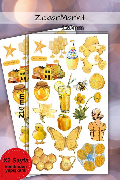 ZobarMarkt ONLINE MARKETING Lemonade Glow Blooms Sticker Set (Bullet Journal- Agenda - Laptop)