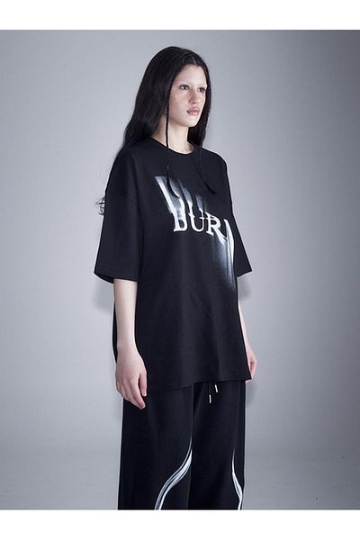 JANSO GROUP - Women Short Sleeve Tshirt Burn Printed Large Size Oversize Cotton