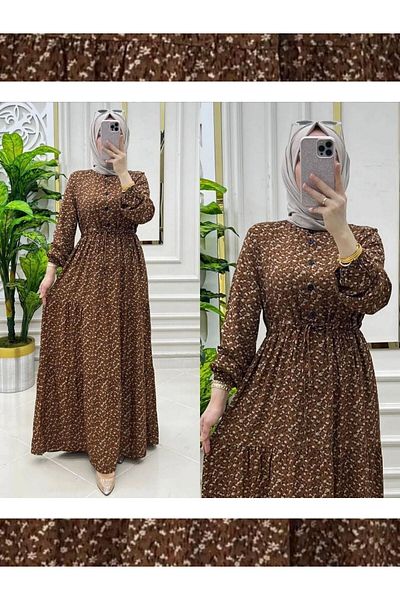 Zeynep Butik Viscose Fabric Half Button Dress 1689