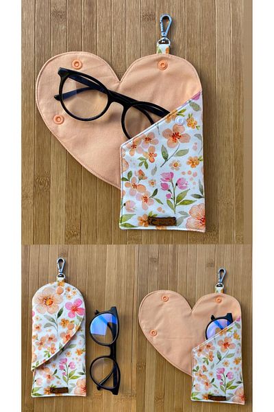 İsella Heart Glasses Case Flower Patterned Babydoll