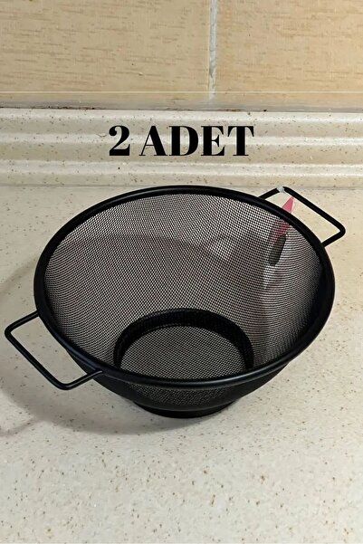 Fırsat Sende 2ADET Paslanmaz Çelik Çift Saplı Siyah Süzgeç Makarna Pirinç Süz...