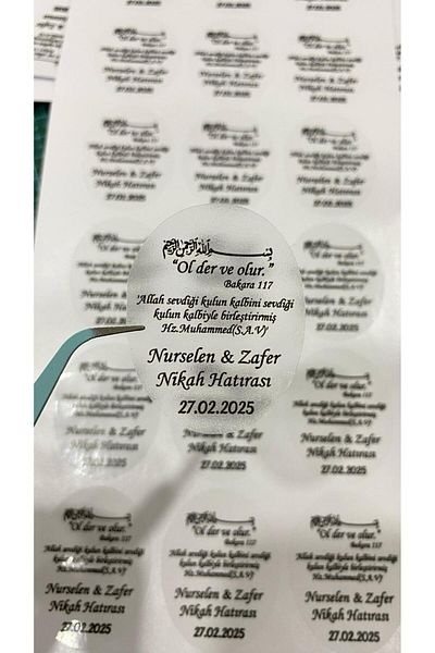 ARLetikettasarım Transparent Label Baccarat Surah 4X5 cm 42 Pieces Promise, Henna, Engagement, Wedding - Arletikettasarım