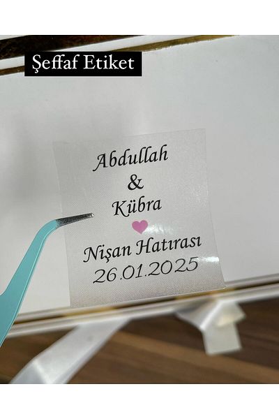 ARLetikettasarım Transparent Label 4X5 cm Set - 42 Pieces Promise, Henna, Engagement, Wedding Arletikettasarım