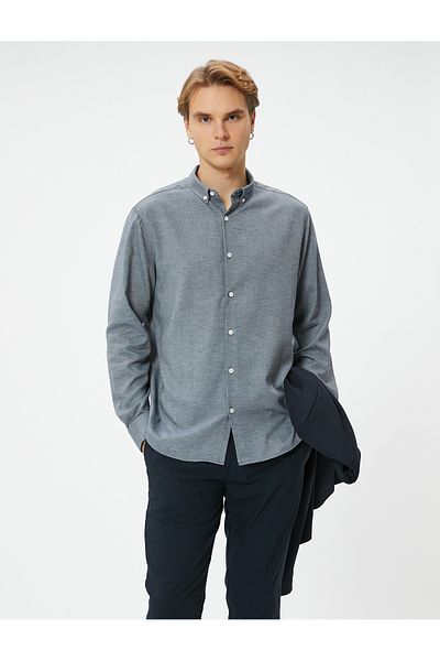 Koton Πουκάμισο New Season Slim Fit Μακρυμάνικο Κλασικό Πέτο με Κουμπί