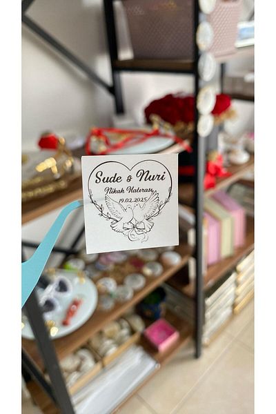 ARLetikettasarım 70 Pieces of Oral, Scabbard, Engagement and Dove Chocolate Tags in 3.5X3.5 cm Sizes