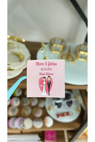 ARLetikettasarım Promise, Henna, Engagement Chocolate Tag 3,5X3,5 cm 70 Pieces - Arletikettasarım
