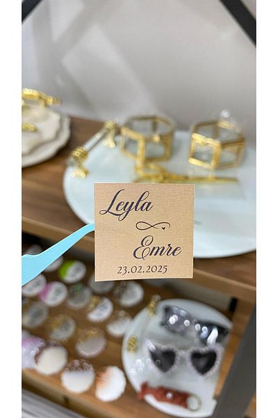 ARLetikettasarım Promise, Henna, Engagement Chocolate Tag 3,5X3,5 cm 70 Pieces - Arletikettasarım