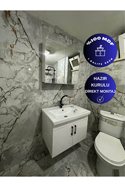 Mrycollectionn Mdf 55 CM Banyo Dolabı Takımı Ve 1.kalite Esvit Lapino Seramik...