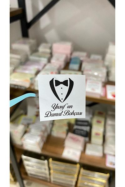 ARLetikettasarım Groom Bundle Tag Square 4X4 cm 54 Pieces - Arletikettasarım