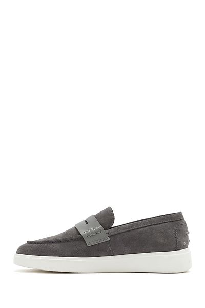 Derimod Men's Gray Thick Soled Suede Leather Casual Loafer 25Sfd 740910