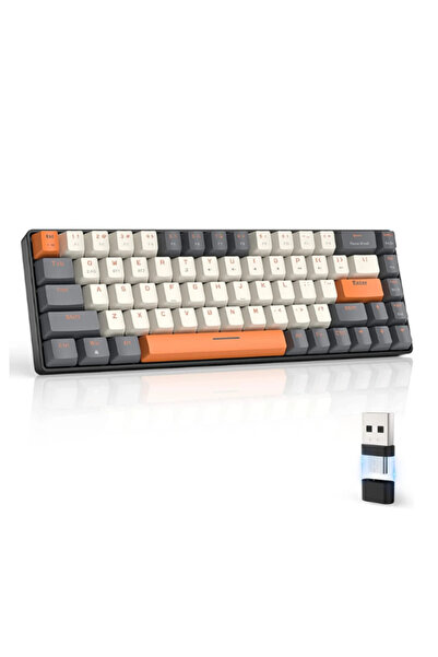 ATAsoft ELEKTRONİK Since 2021 K68 Red Switch Kablosuz Bluetooth Mekanik Oyuncu Klavyesi Hotswapp Oyun Klavyesi