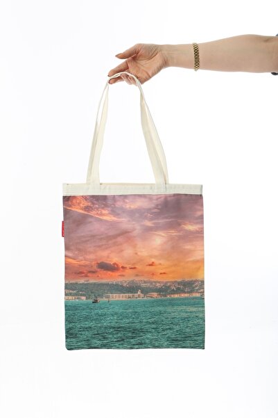 Baghashtag Kız Kulesi Baskılı Bez Çanta