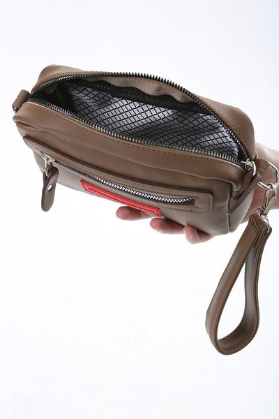 Baghashtag Καφέ μικροσκοπική Unisex δερμάτινη τσάντα 3 θέσεων