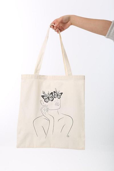 Baghashtag Cloth Bag Girl with Butterfly Glasses