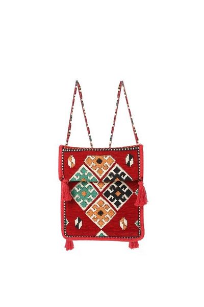 Baghashtag Red Kilim Motif Saddle Bag