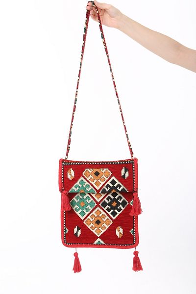 Baghashtag Red Kilim Motif Saddle Bag
