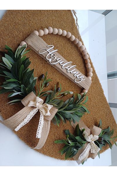 Okaliptus Tasarım Olive Branch 2-Pack Mat Set Home Decor Door Front Decor Home Gift