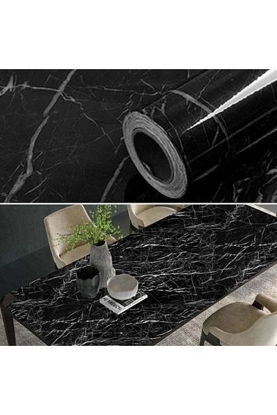 Lenaca Black Marble Patterned Waterproof Foil Sticker - 5x0,6m
