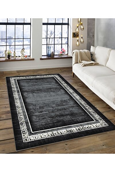 Dijidekor Shine M(156) Covor decorativ digital cu imprimeu negru, fără franju...