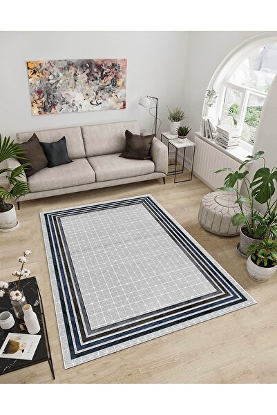 Dijidekor Shine M(44) Gray Fringeless Non-Slip Based Digital Printed Decorati...