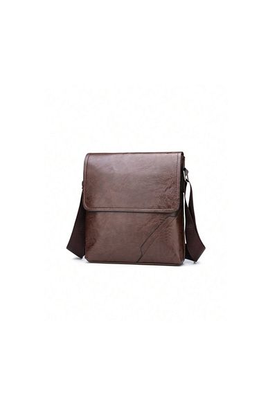 Generic Basic Plain Leather Crossbody Bag,Long Adjustable Strap&2 Large Pockets for Travel&Trips,25*24CM