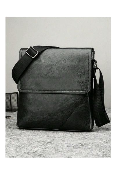 Generic Basic Plain Leather Crossbody Bag,Long Adjustable Strap&2 Large Pockets for Travel&Trips,25*24CM