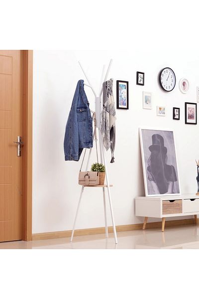 Generic Elegant and modern vertical clothes hanger for hanging clothes and jackets, white color