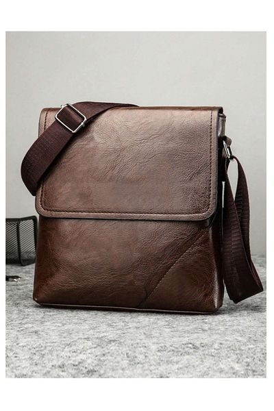 Generic Basic Plain Leather Crossbody Bag,Long Adjustable Strap&2 Large Pockets for Travel&Trips,25*24CM