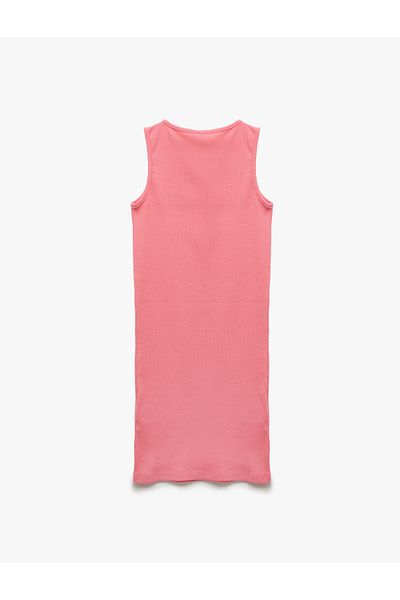 Koton New Season Heart Window Detailed Crew Neck Ribbed Sleeveless Cotton Dress