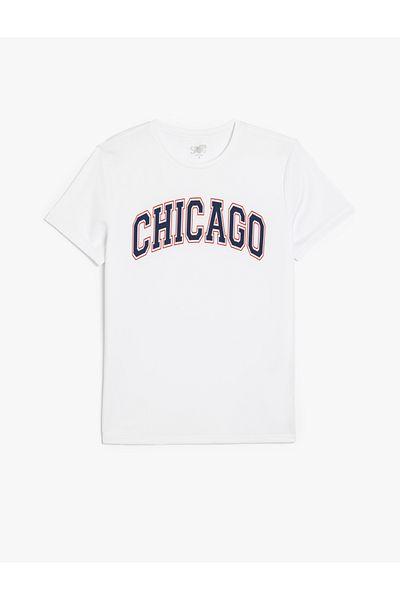 Koton New Season Short Sleeve Crew Neck Slogan Printed Oversize Sports T-Shirt
