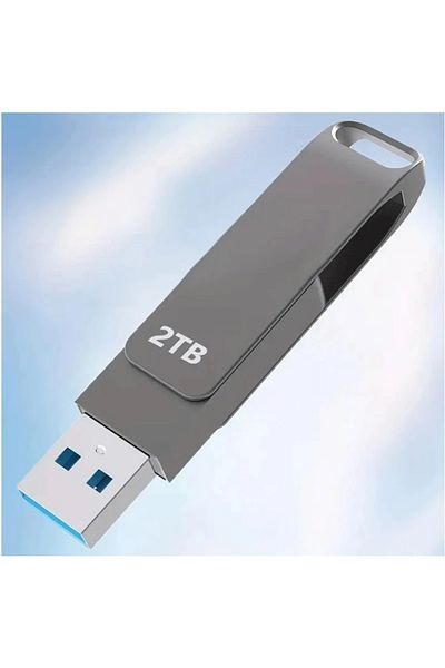 YPF محرك أقراص فلاش USB Type-C معدني بسعة 2 تيرابايت مع تصميم غطاء مزدوج دوار 360 درجة لأجهزة الكمبيوتر والهواتف المحمولة