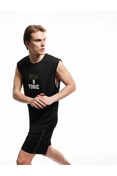 Koton New Season Printed Crew Neck Sports Sleeveless T-Shirt