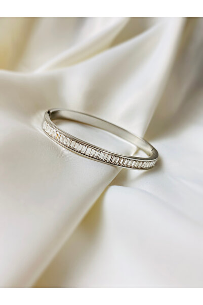 PACHİRA Baget Taşlı Çelik Su Yolu Kelepçe Bileklik | Işıltılı ve Zarif Kadın ...