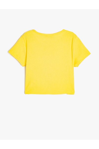 Koton New Season Crew Neck Short Sleeve Printed Cotton Crop T-Shirt