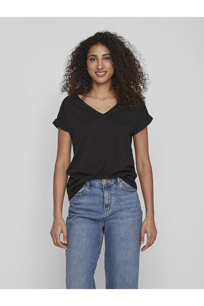 VILA T-Shirt Basic-V-Ausschnitt