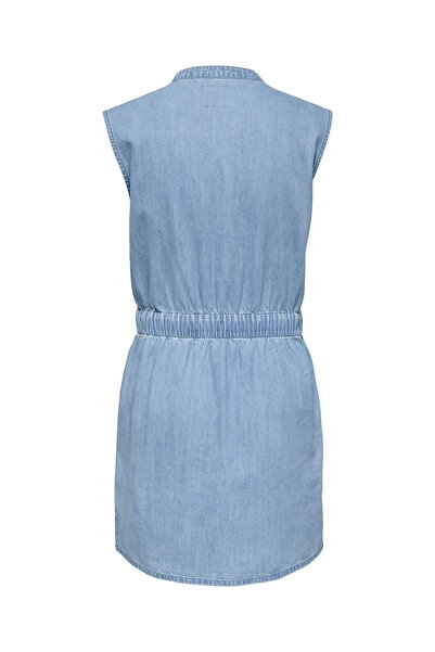 ONLY Jeanskleid Normal geschnitten V-Ausschnitt Midikleid