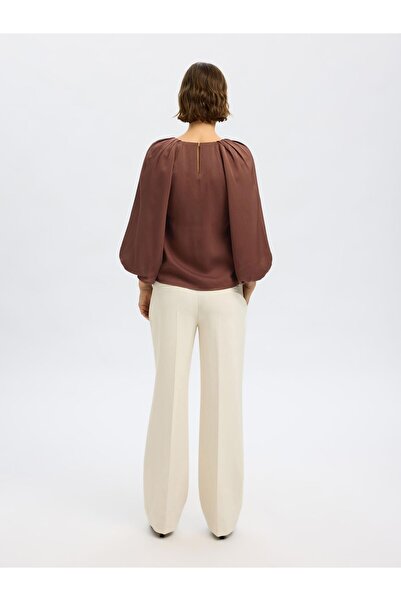 Selected Femme Bluse mit 3/4 rmeln Satin