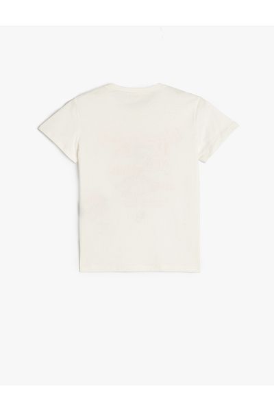 Koton New Season Ballerina Printed Short Sleeve Crew Neck Cotton T-Shirt