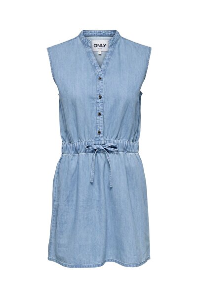 ONLY Jeanskleid Normal geschnitten V-Ausschnitt Midikleid