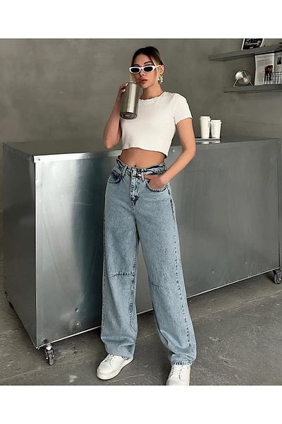 SEFUR Trend Λεπτομέρεια πόρπης ζώνης BAGGY Loose Fit Παντελόνι JEAN