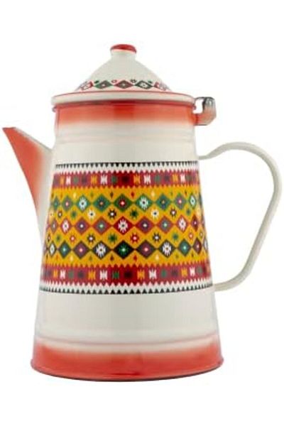 ALSAIF Bedouin-Designed Milk Pot by Al Saif, 15cm, White/Black