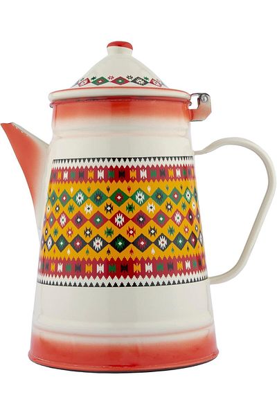 ALSAIF Bedouin-Designed Milk Pot by Al Saif, 15cm, White/Black