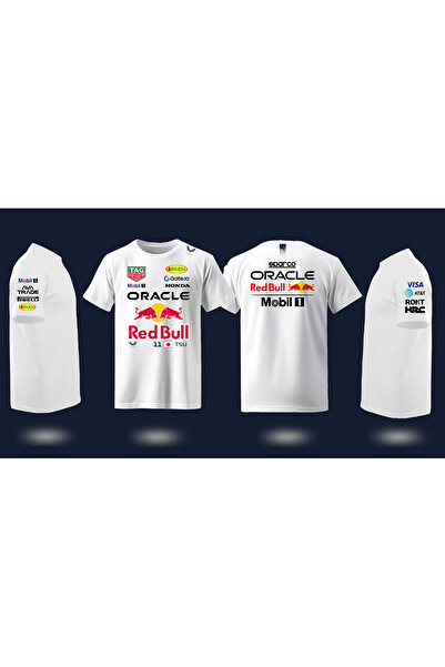 niceworkbynicehands ÖZEL TASARIM F1 SPONSOR BASKILI BEYAZ T-SHIRT
