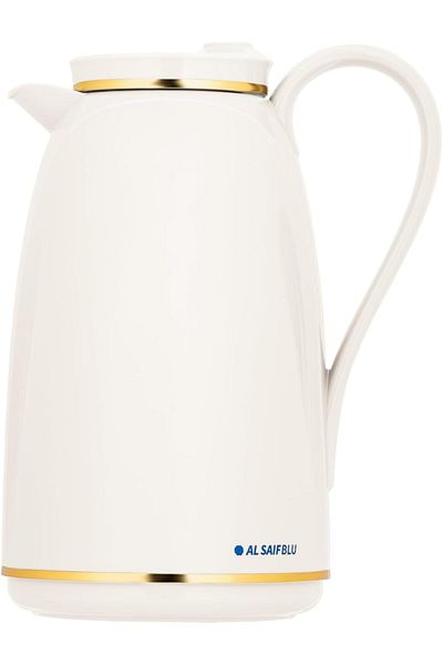 ALSAIF Blu Coffee And Tea Vaccum Flask In Pearly Gold / Leak-proof And Keeps Drinks Hot 1 Liter