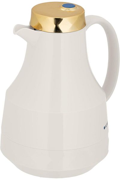ALSAIF Coffee And Tea Vaccum Flask In White/gold / Leak-proof And Keeps Drinks Hot 1 Liter